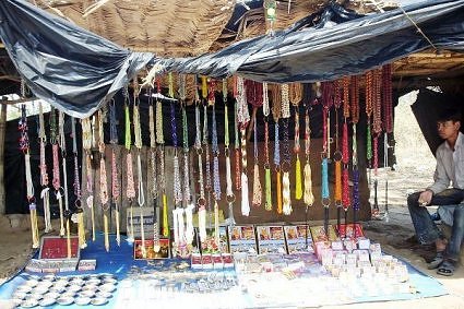Stall selling beads on the trek route to Chandi Devi