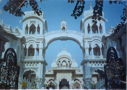 entrance to iskcon temple, vrindavan, India