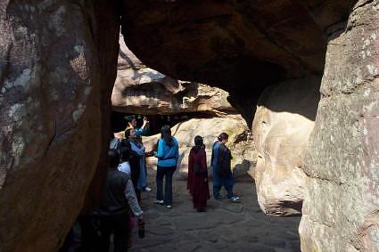 Tourists to Bhimbetka caves, Madhya Pradesh, India