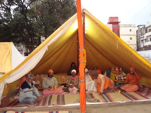 Sadhus in Niranjani akhara chhaavni/camp, Mahakumbh mela 2010, Haridwar, India