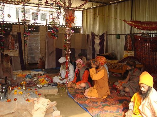 A Joona akhara camp at Mahakumbh, Haridwar