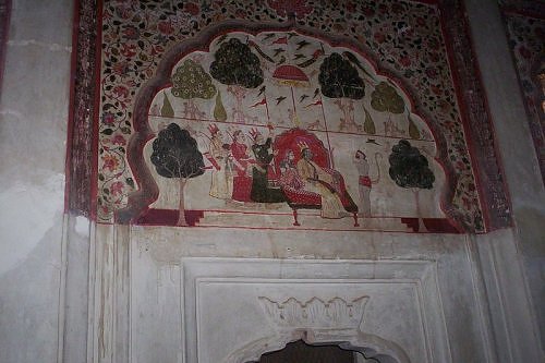 wall painting, Orchha, madhya Pradesh, India