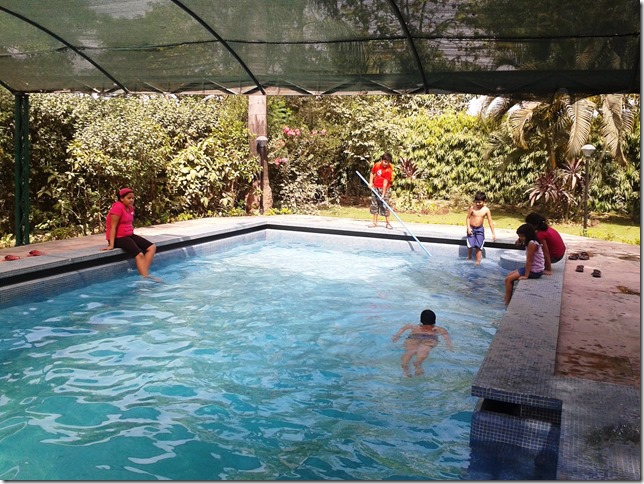 swimming pool at vrindavan farms, organic india, lucknow