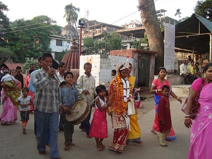 A bengal wedding procession, at Kamakhya devi temple, Guwahati, Assam