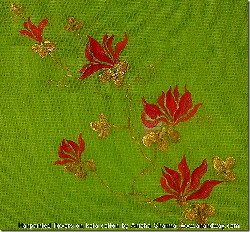 floral patterns handpainted on sari covers (6)